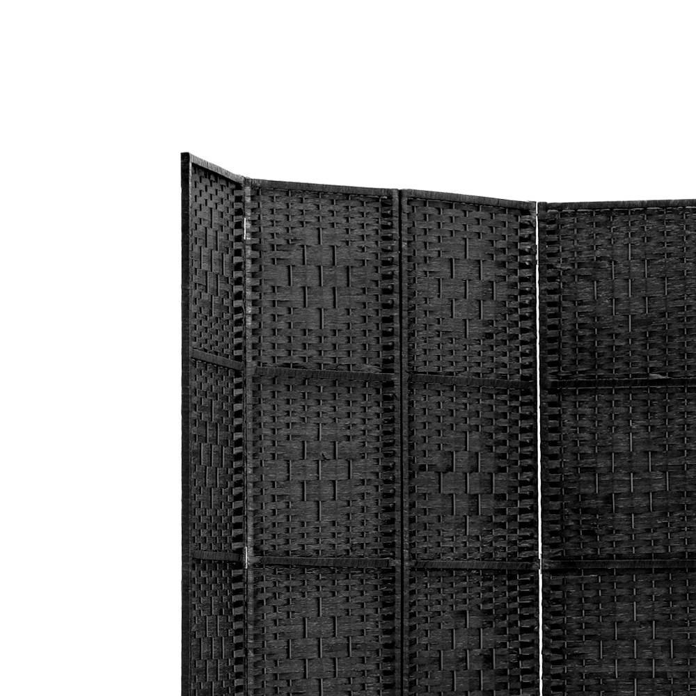 6-Panel Room Divider Screen 245x170cm Woven Black Folding Privacy Partition