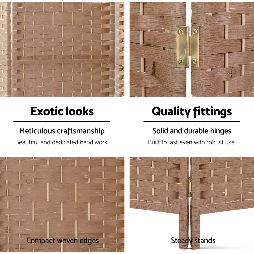 6 Panel Room Divider Screen 245X170Cm Woven Natural