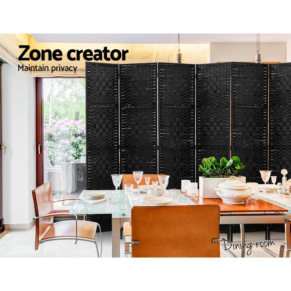 8 Panel Room Divider Screen 326X170Cm Woven Black
