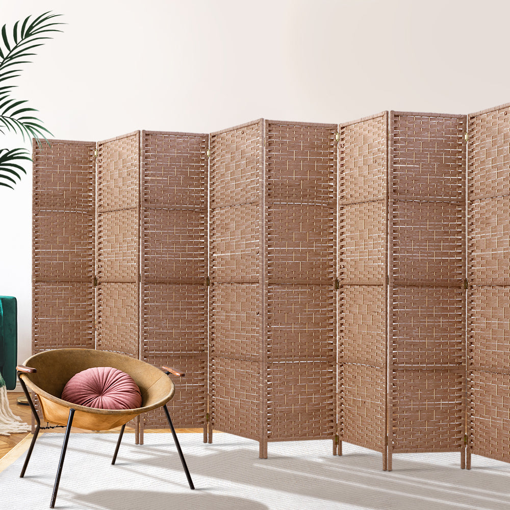 8 Panel Room Divider Screen 326X170Cm Woven Natural