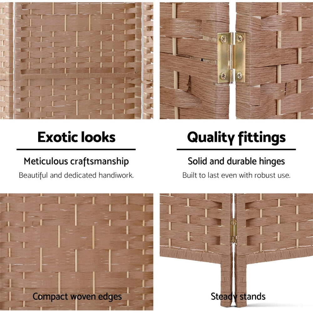 8 Panel Room Divider Screen 326X170Cm Woven Natural