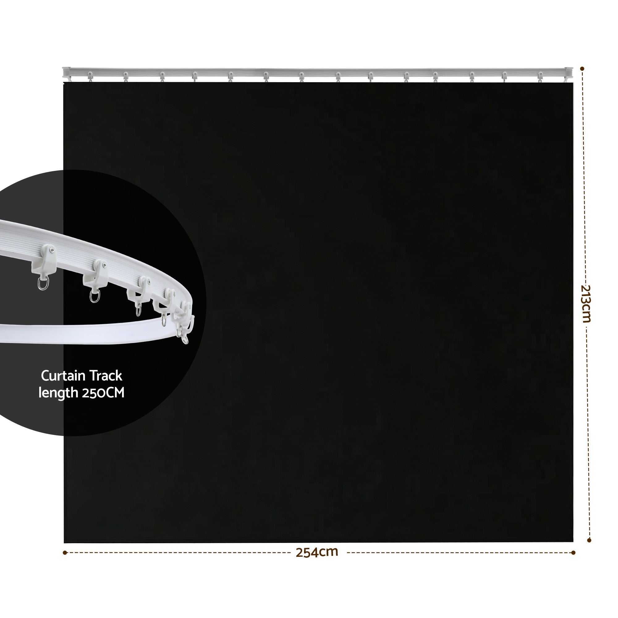 Flexible Blackout Room Divider with Bendable Track and Adjustable Hooks