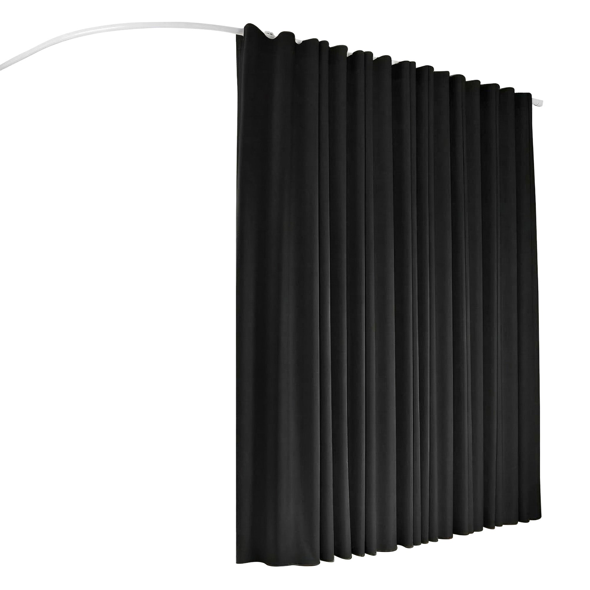 Flexible Blackout Room Divider with Bendable Track and Adjustable Hooks