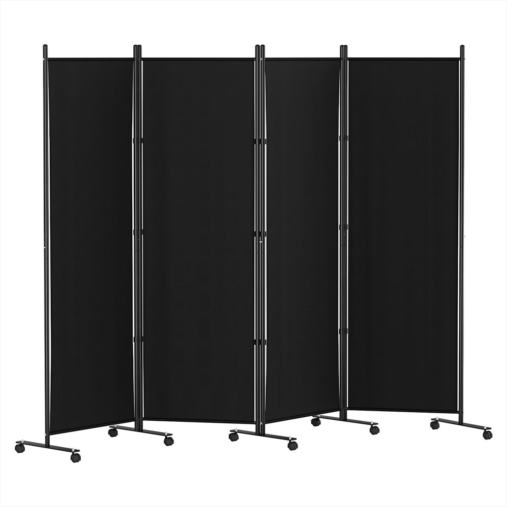 Fabric finish - 4 Panel Room Divider Screen Wheel Fabric Black