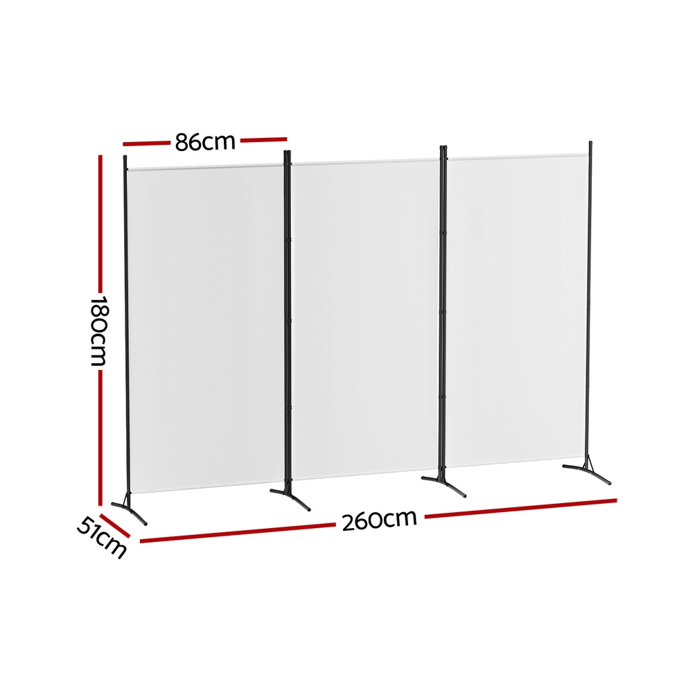 Panel Room Divider Screen Fabric Black/White