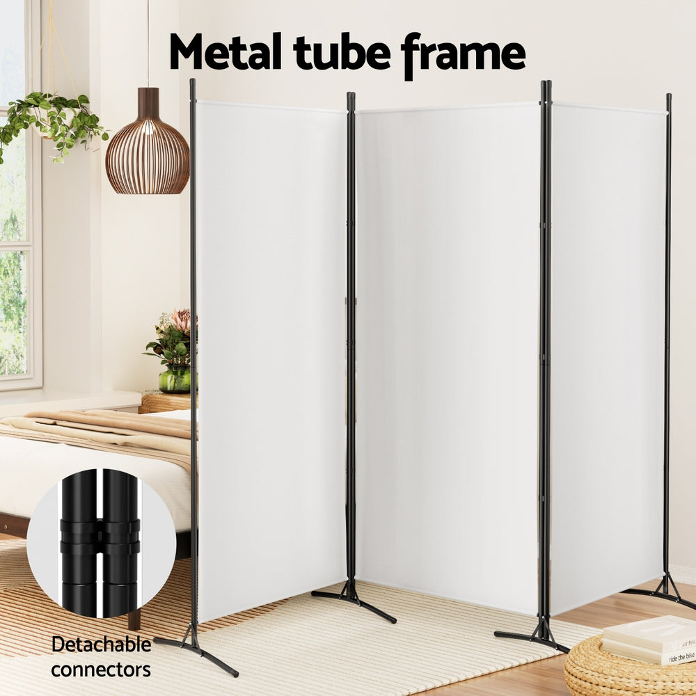 Panel Room Divider Screen Fabric Black/White