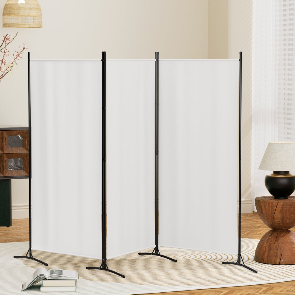 Panel Room Divider Screen Fabric Black/White