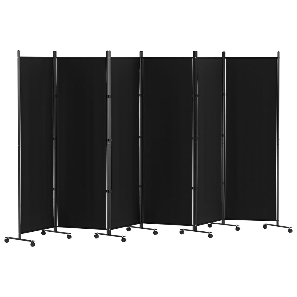 4 Panel Room Divider Screen Wheel Fabric Black with Black colour