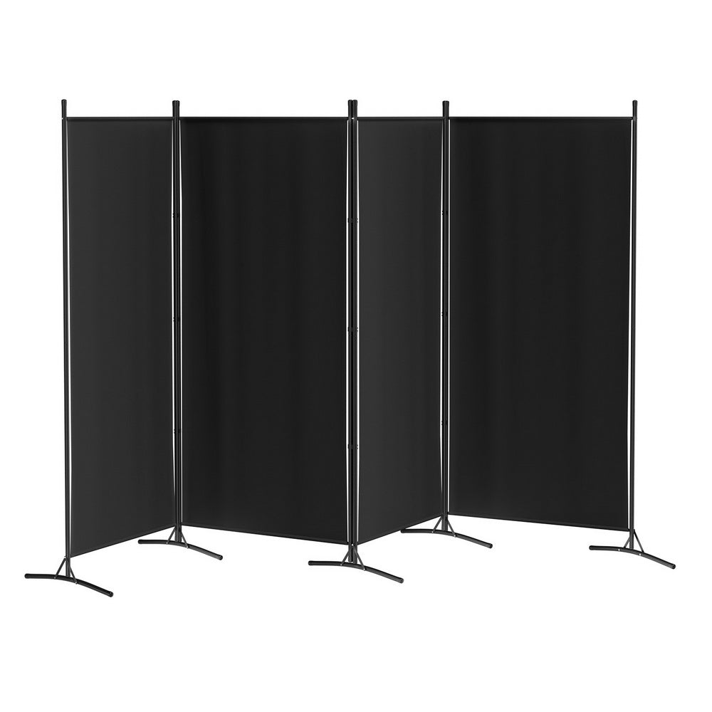 Fabric finish - 4 Panel Room Divider Screen 345X180Cm Fabric Black