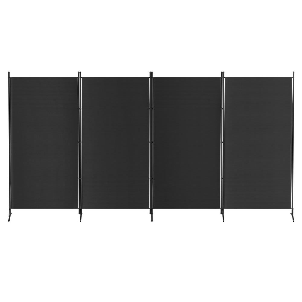 4 Panel Room Divider Screen 345X180Cm Fabric Black | Black colour