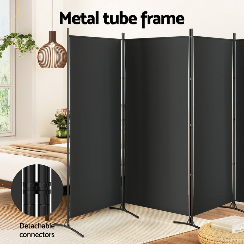 4 Panel Room Divider Screen 345X180Cm Fabric Black