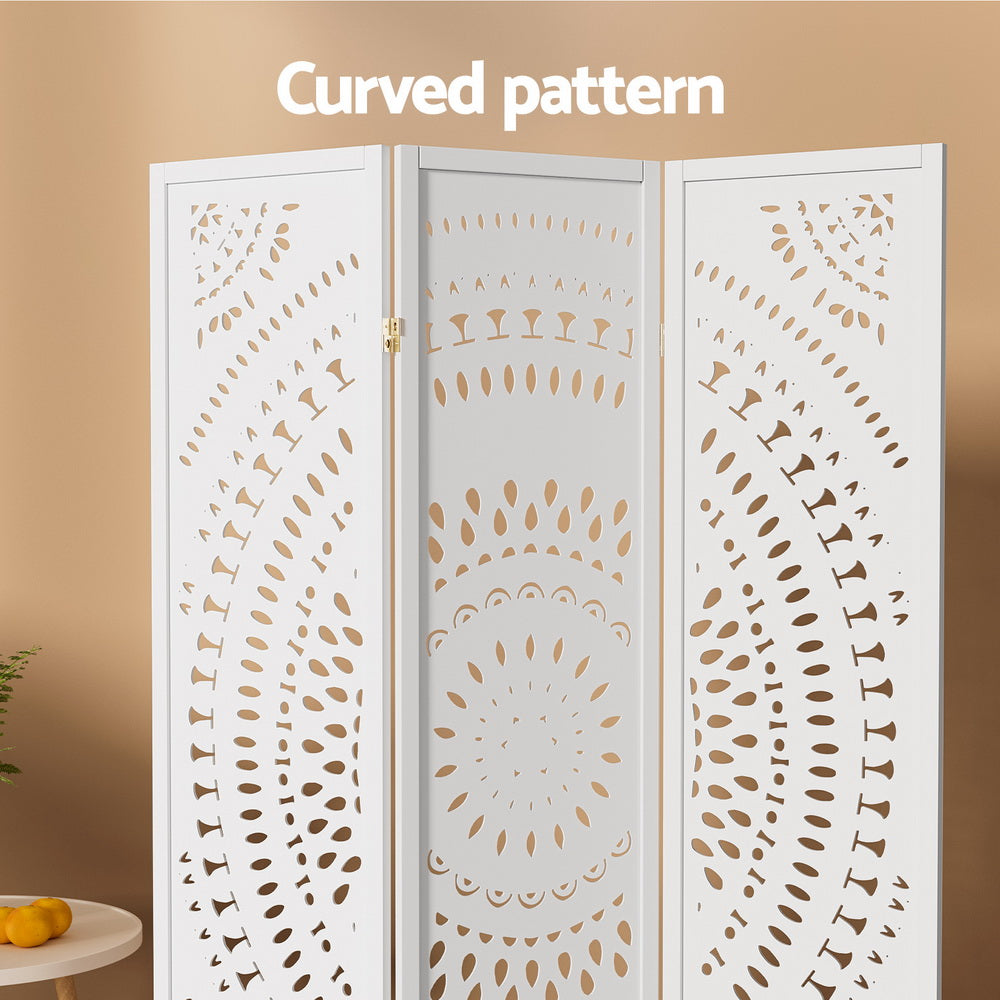 3 Panel Room Divider Screen 132X170Cm Circle White