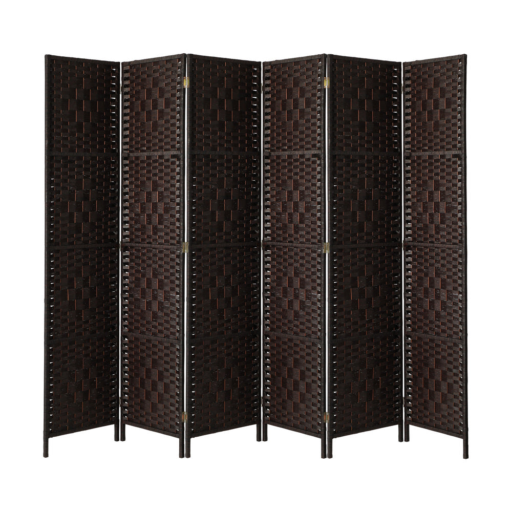 6 Panel Room Divider Privacy Screen Brown