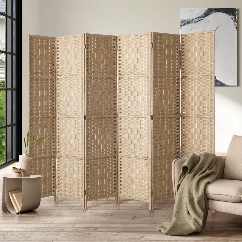 6 Panel Room Divider Privacy Screen Brown with Room Divider