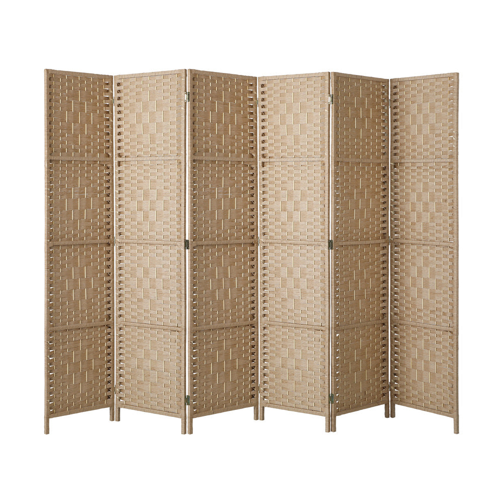 6 Panel Room Divider Privacy Screen Brown
