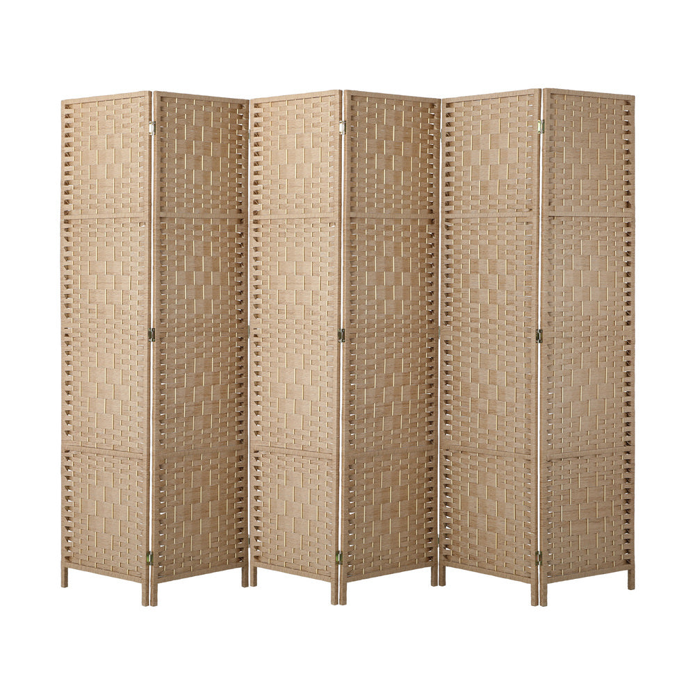 6 Panel Room Divider Privacy Screen Brown