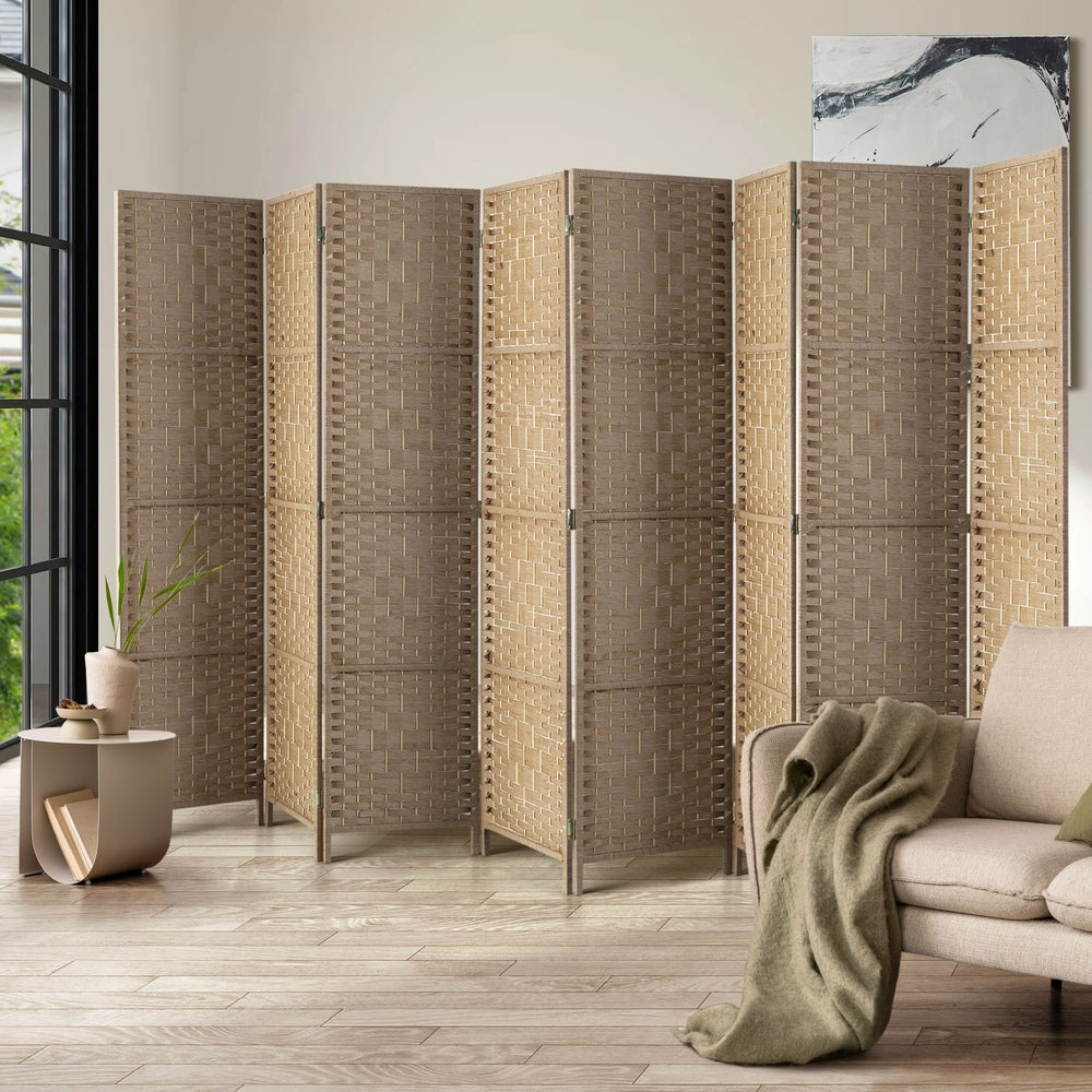 8 Panel Room Divider Privacy Screen Brown