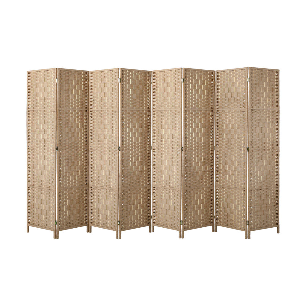 8 Panel Room Divider Privacy Screen Brown