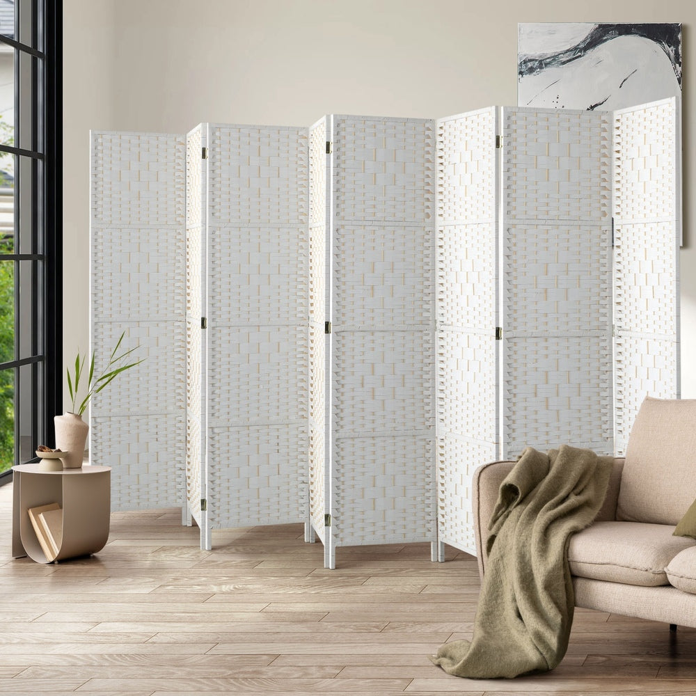 8 Panel Room Divider Privacy Screen Brown