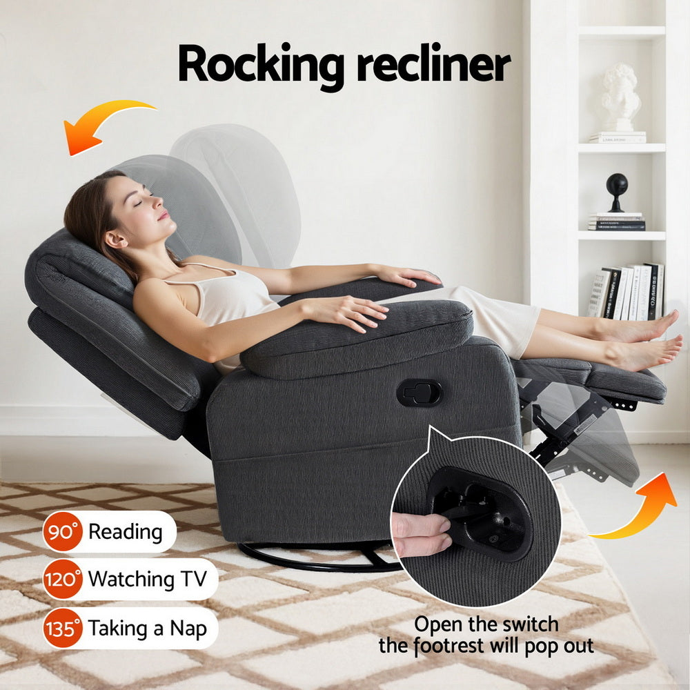 Rocking Recliner Chair 360 Swivel Massage Heated Reclining Chairs