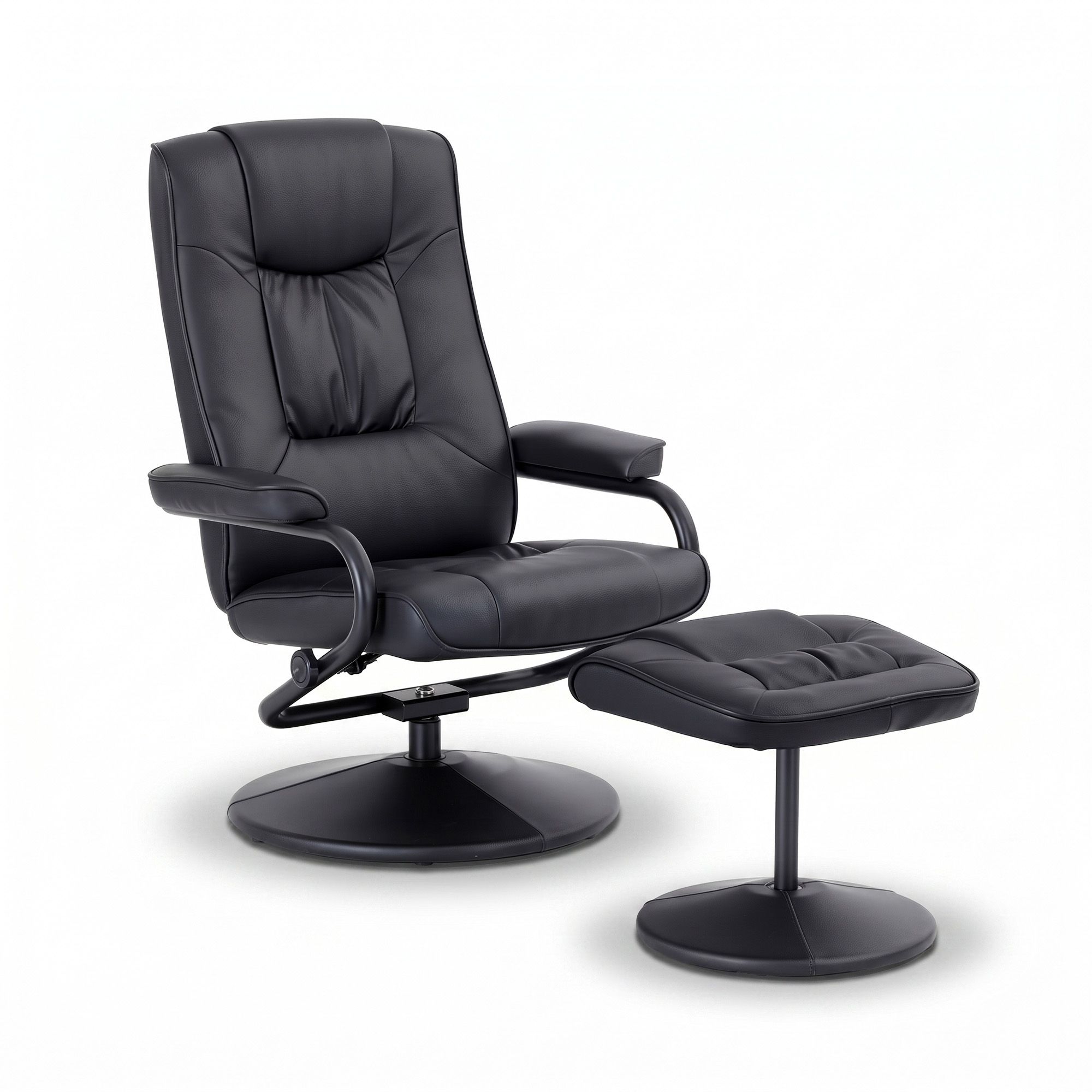 Swivel Recliner Chair Ottoman Set PU Leather | Simpledeals