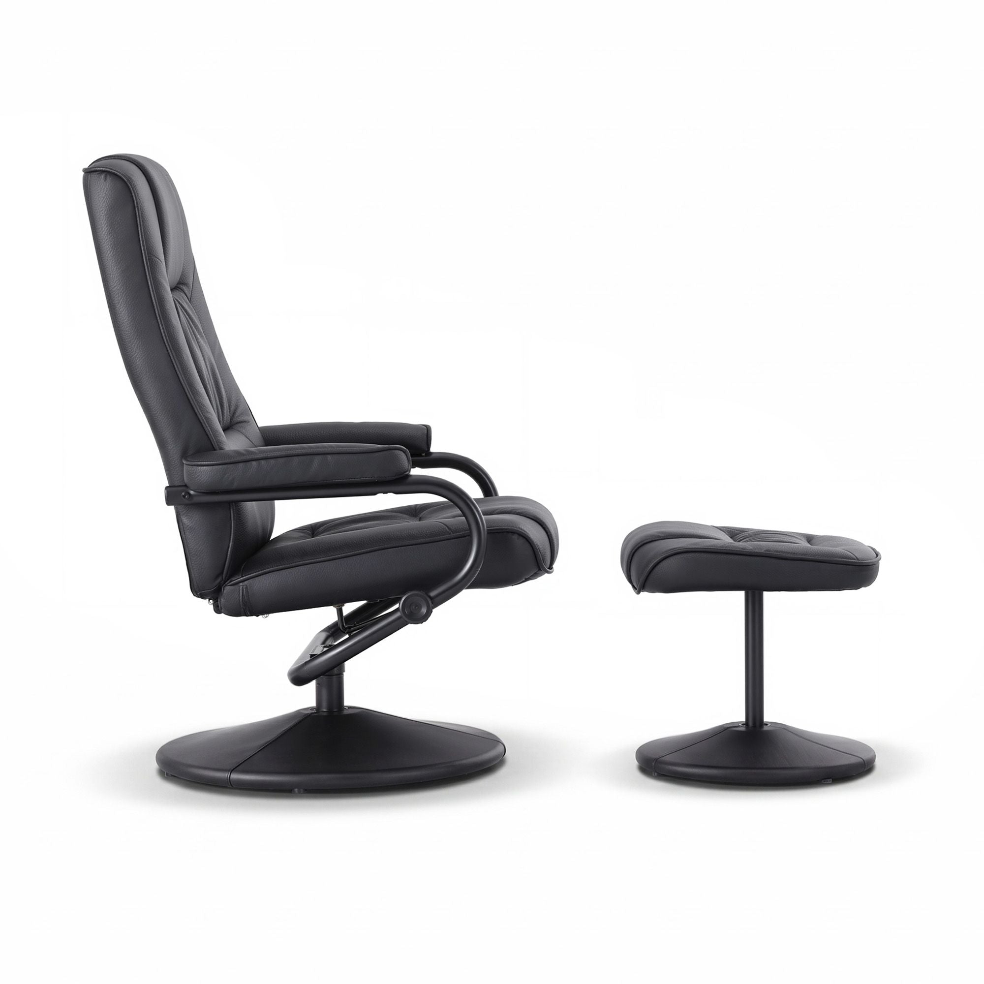 Swivel Recliner Chair Ottoman Set PU Leather | Simpledeals