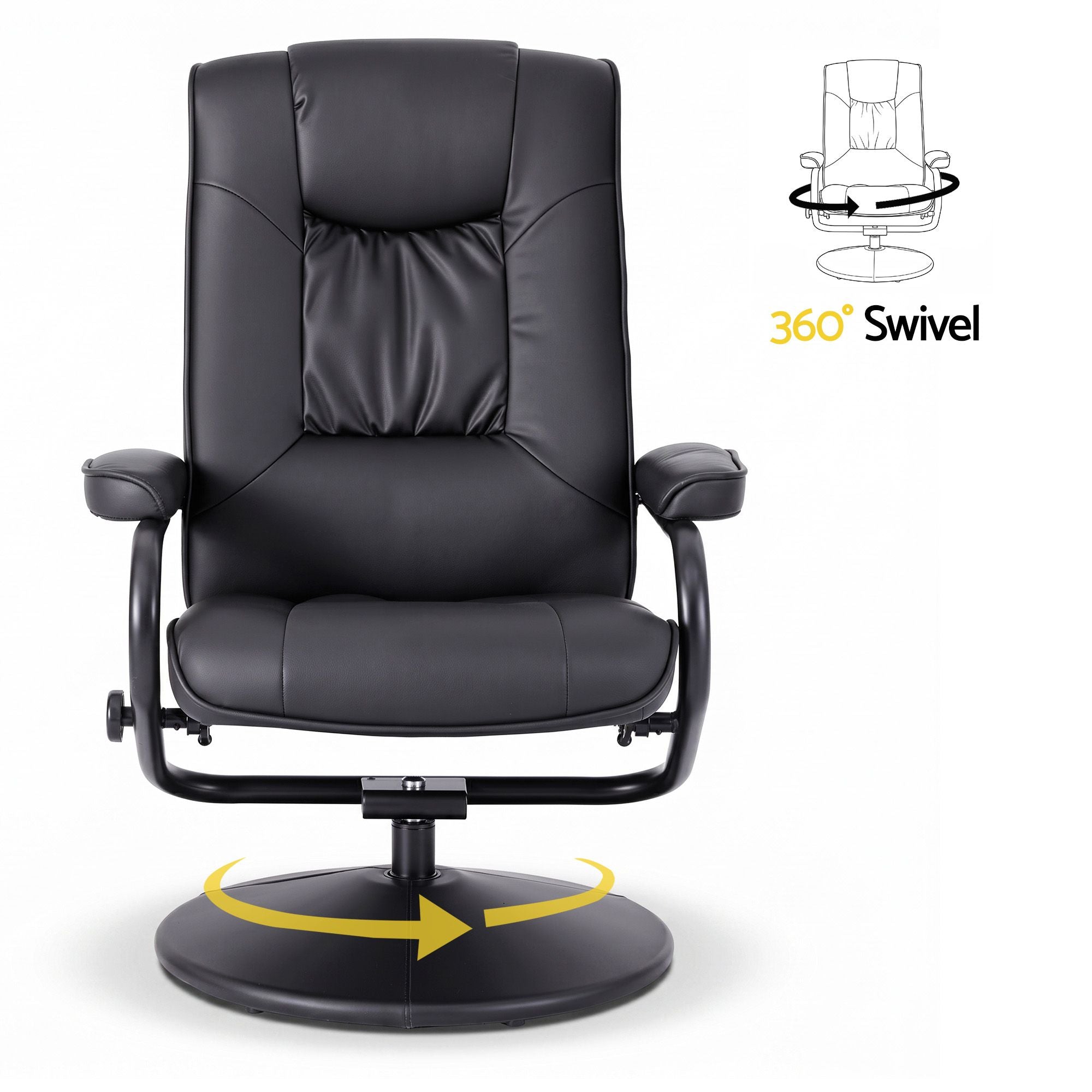 Swivel Recliner Chair Ottoman Set PU Leather | Simpledeals