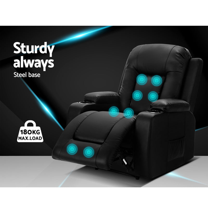 Massage Chairs - Recliner Chair Electric Heated Massage Chairs Leather Cabin