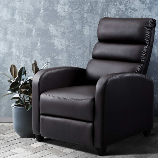Recliner Armchair Brown Leather Bolivia, Leather finish