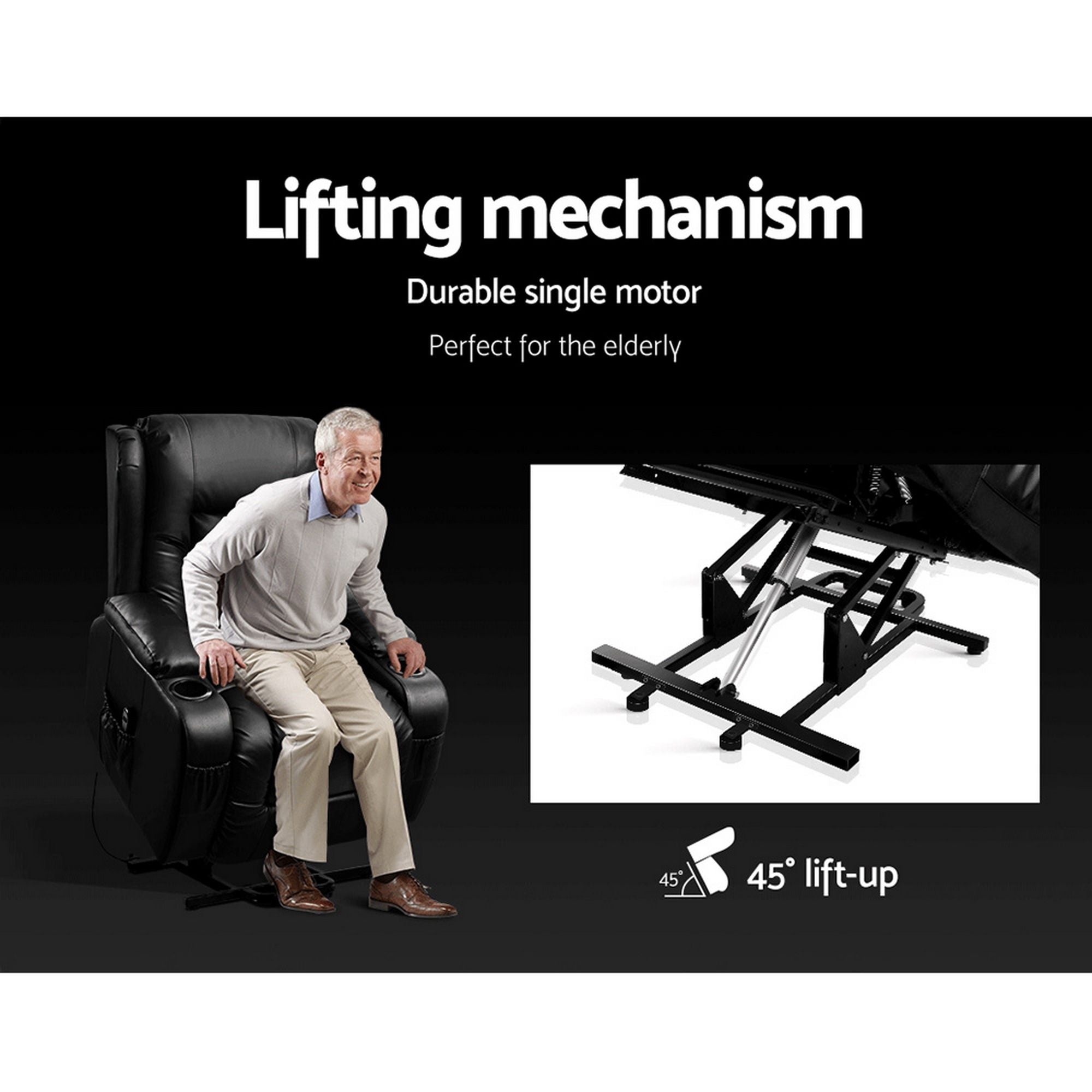 Heated Massage Lift Recliner Chair - Leather