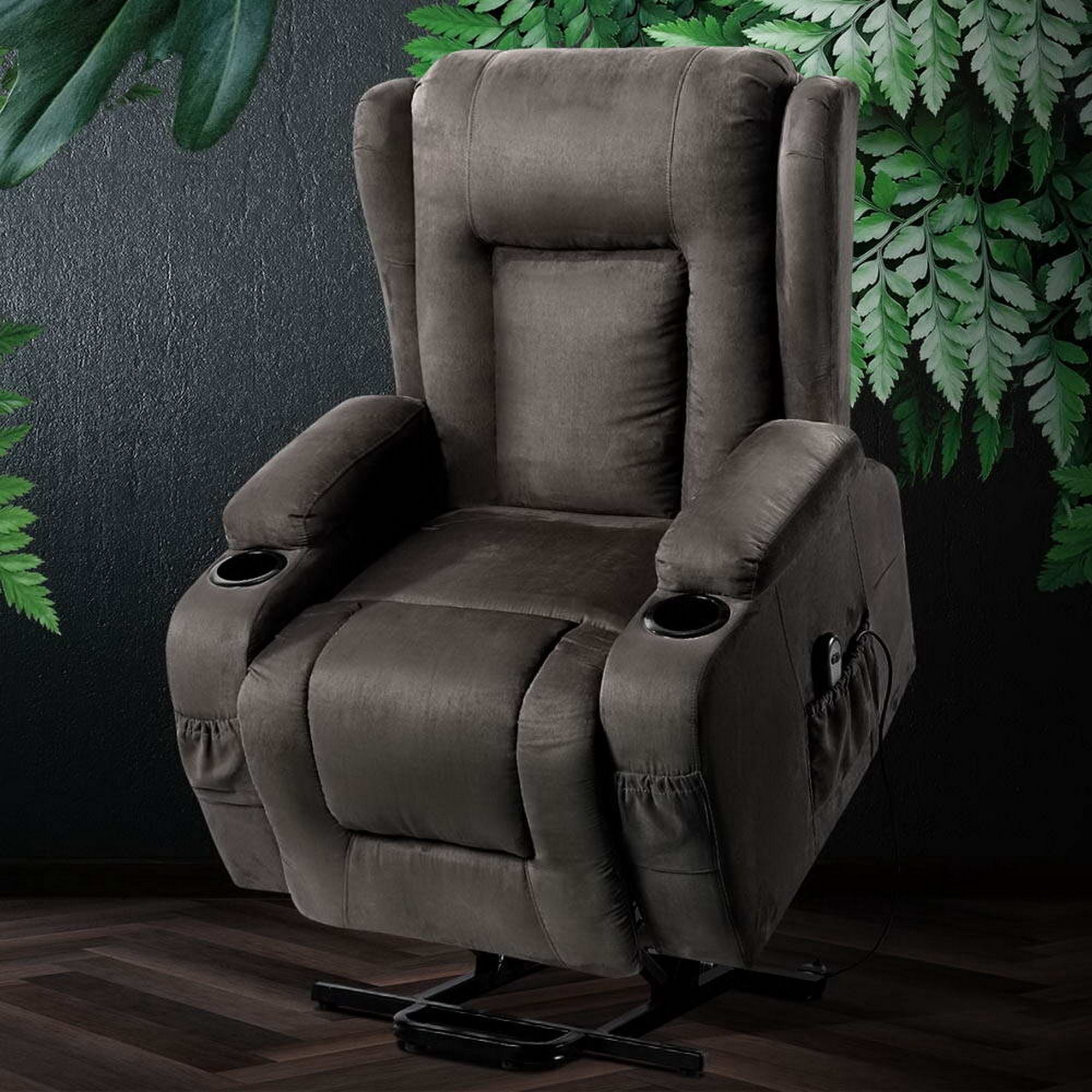 Recliner Chair Lift Assist Heated Massage Chair Velvet Rukwa