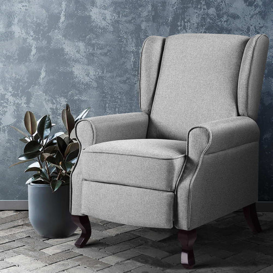 Arm Chairs & Recliners - Recliner Chair Luxury Lounge Armchair Single Sofa Couch Fabric Grey