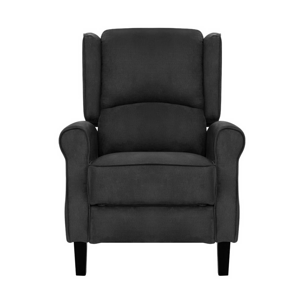 Recliner Chair Sofa Lounge Soft Suede Armchair Couch Charcoal
