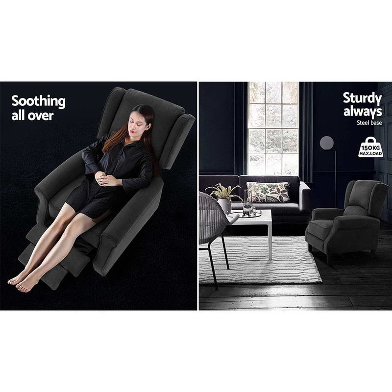 Recliner Chair Sofa Lounge Soft Suede Armchair Couch