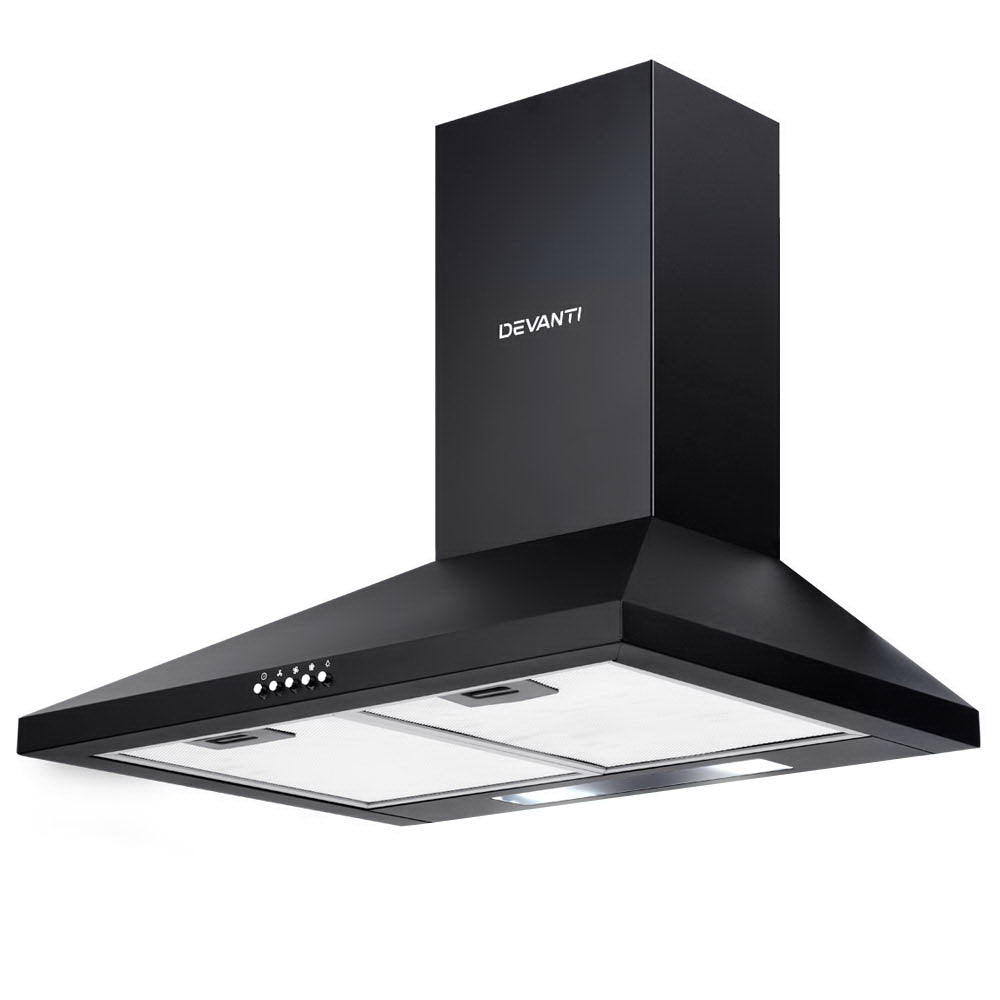 Devanti Rangehood 600mm 60cm Kitchen Canopy Black