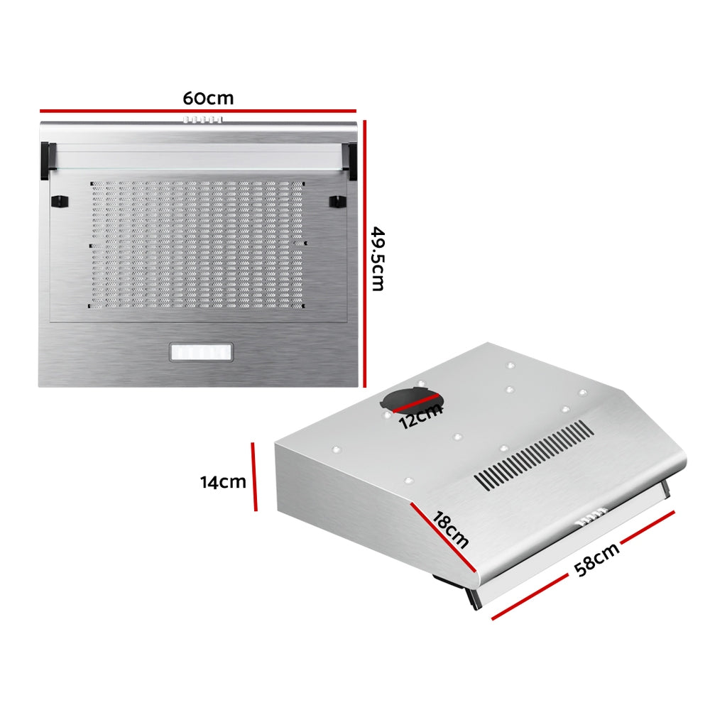 Range Hood 60Cm Rangehood Kitchen Canopy Led Light Stainless Steel
