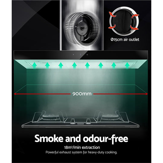 Devanti Range Hood 900mm Rangehood 90cm Stainless Steel