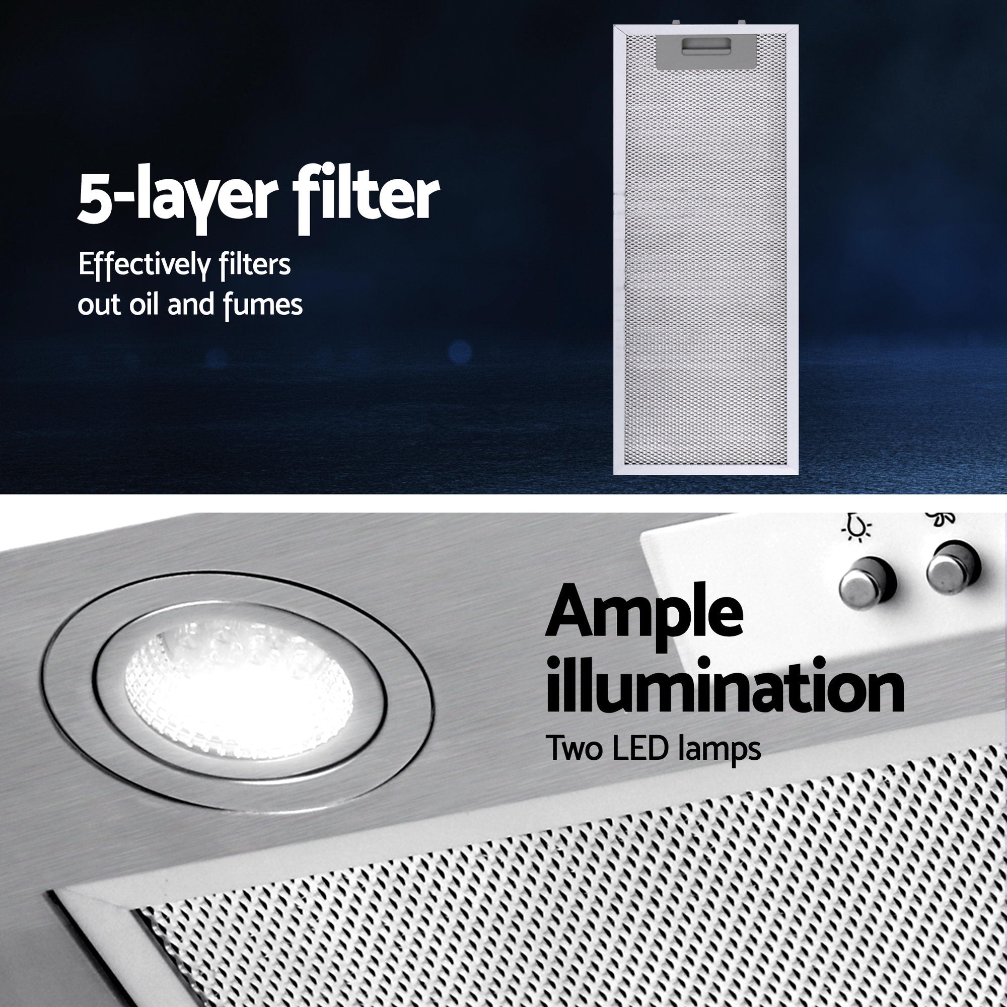 520mm Range Hood 52cm Rangehood Stainless Steel
