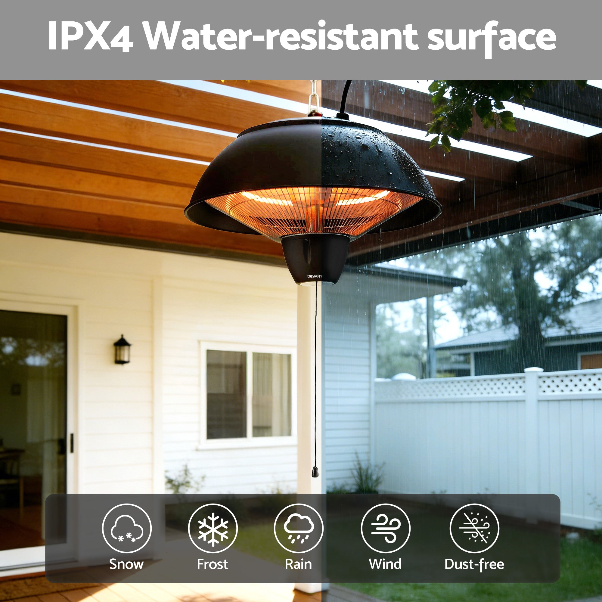 1500W Electric Infrared Patio Heater Hanging Ceiling Mounted Outdoor
