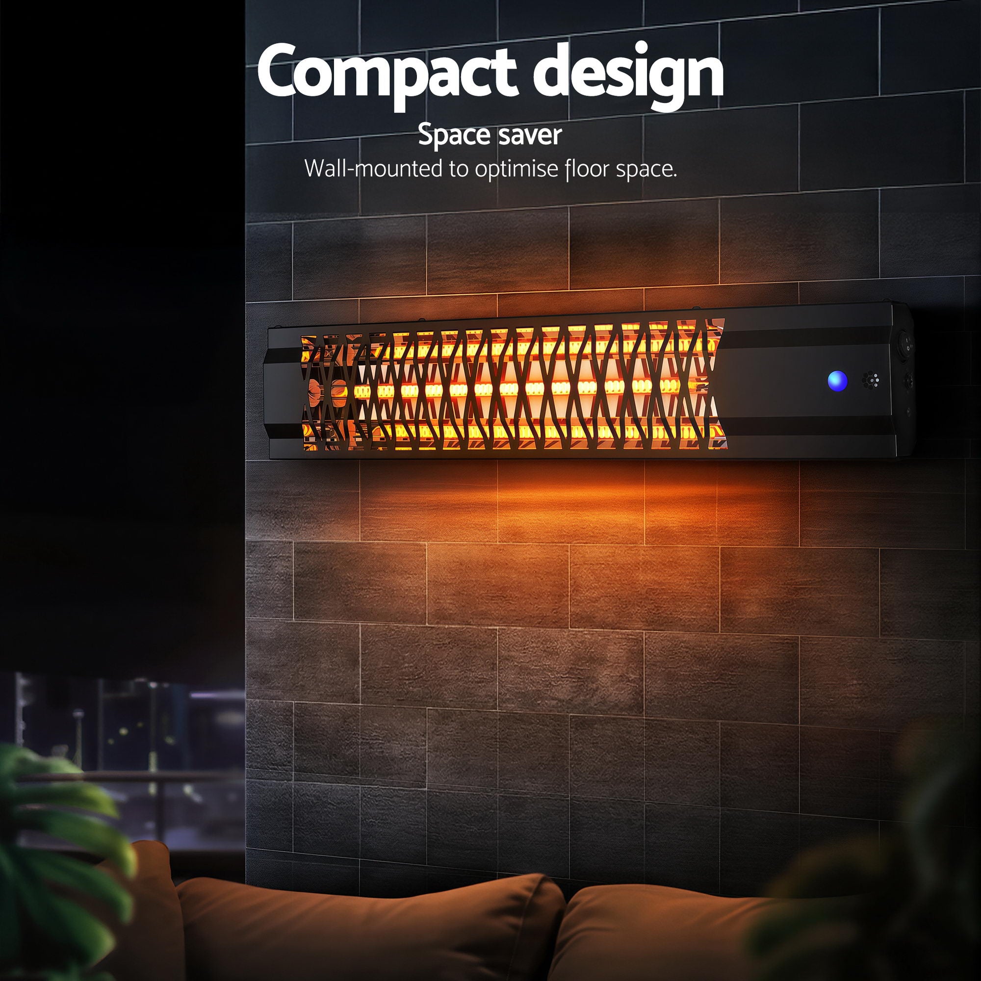 Electric Strip Heater Radiant Heaters 2000W Black
