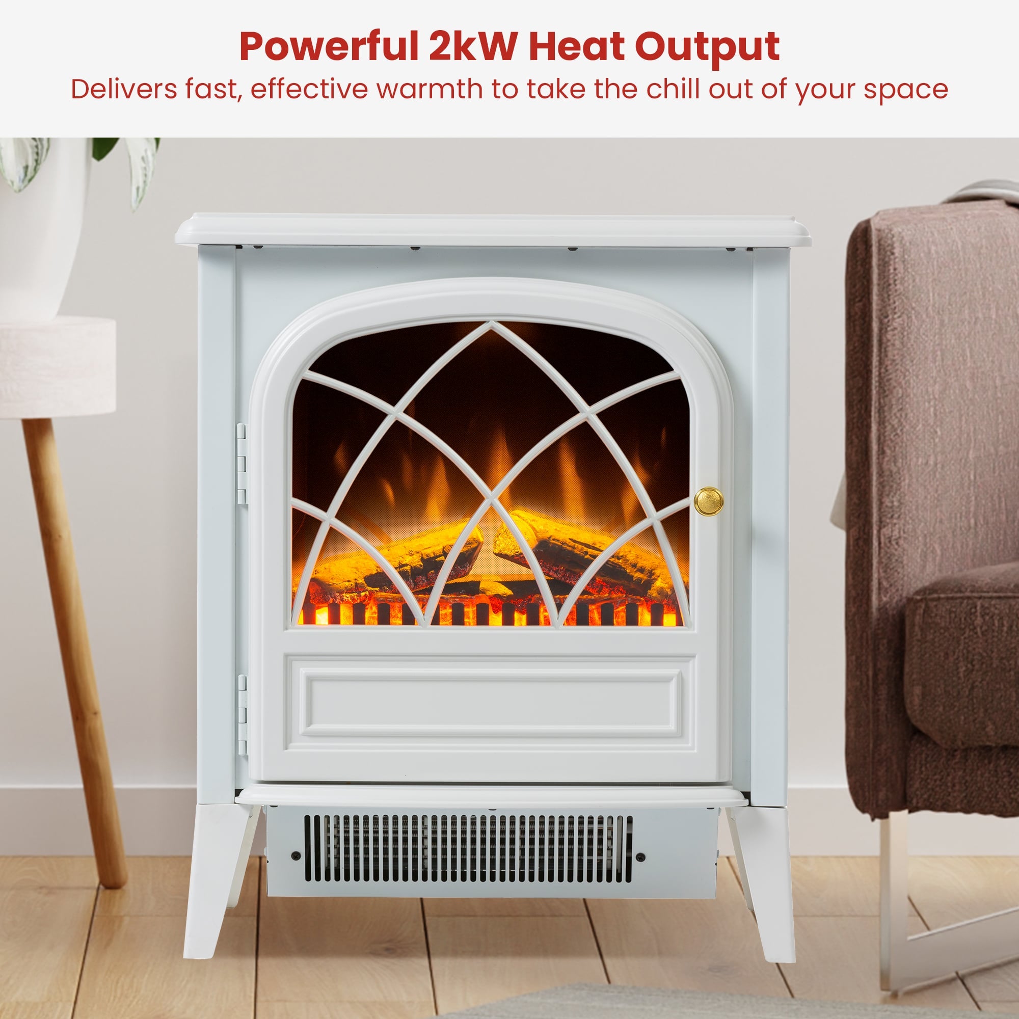 Electric Fire Stove White Compact
