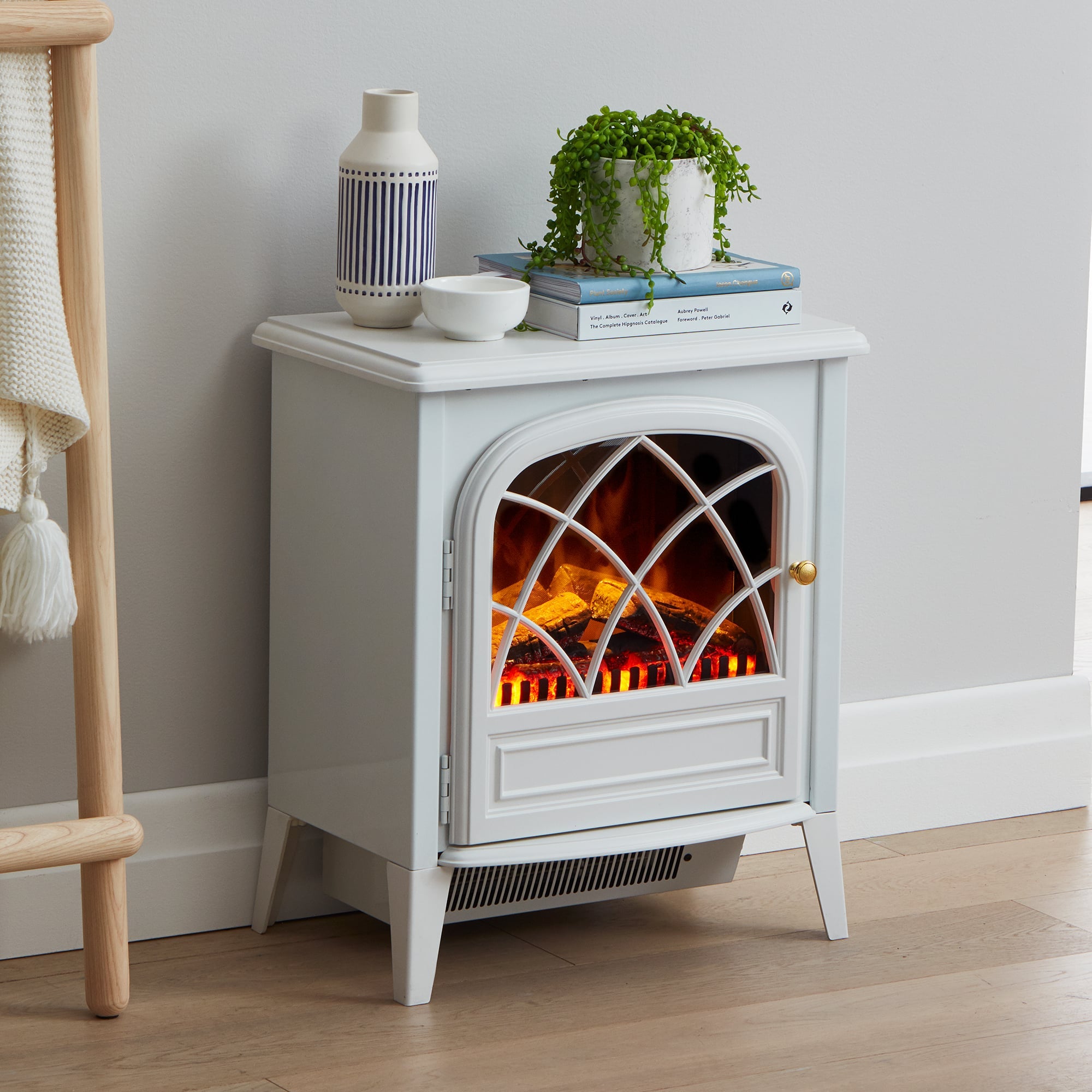 Electric Fire Stove White Compact