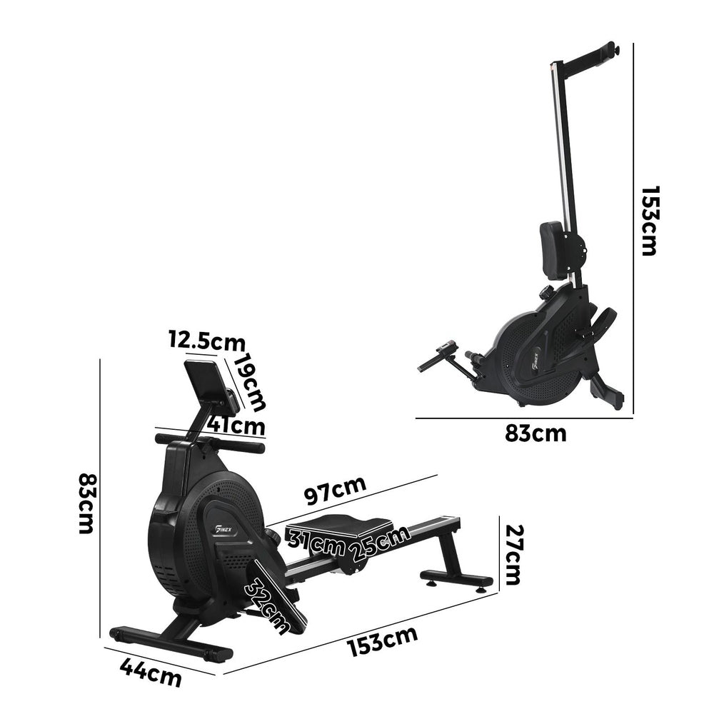 Rowing Machine Rower Magnetic Resistance Black