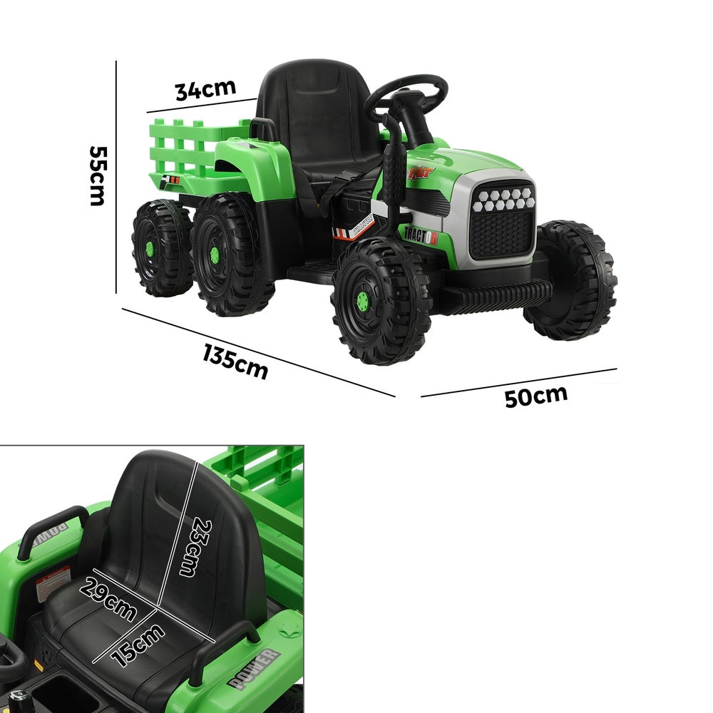 Kids Ride On Car Tractor 12V Toys Remote Control Green/Pink