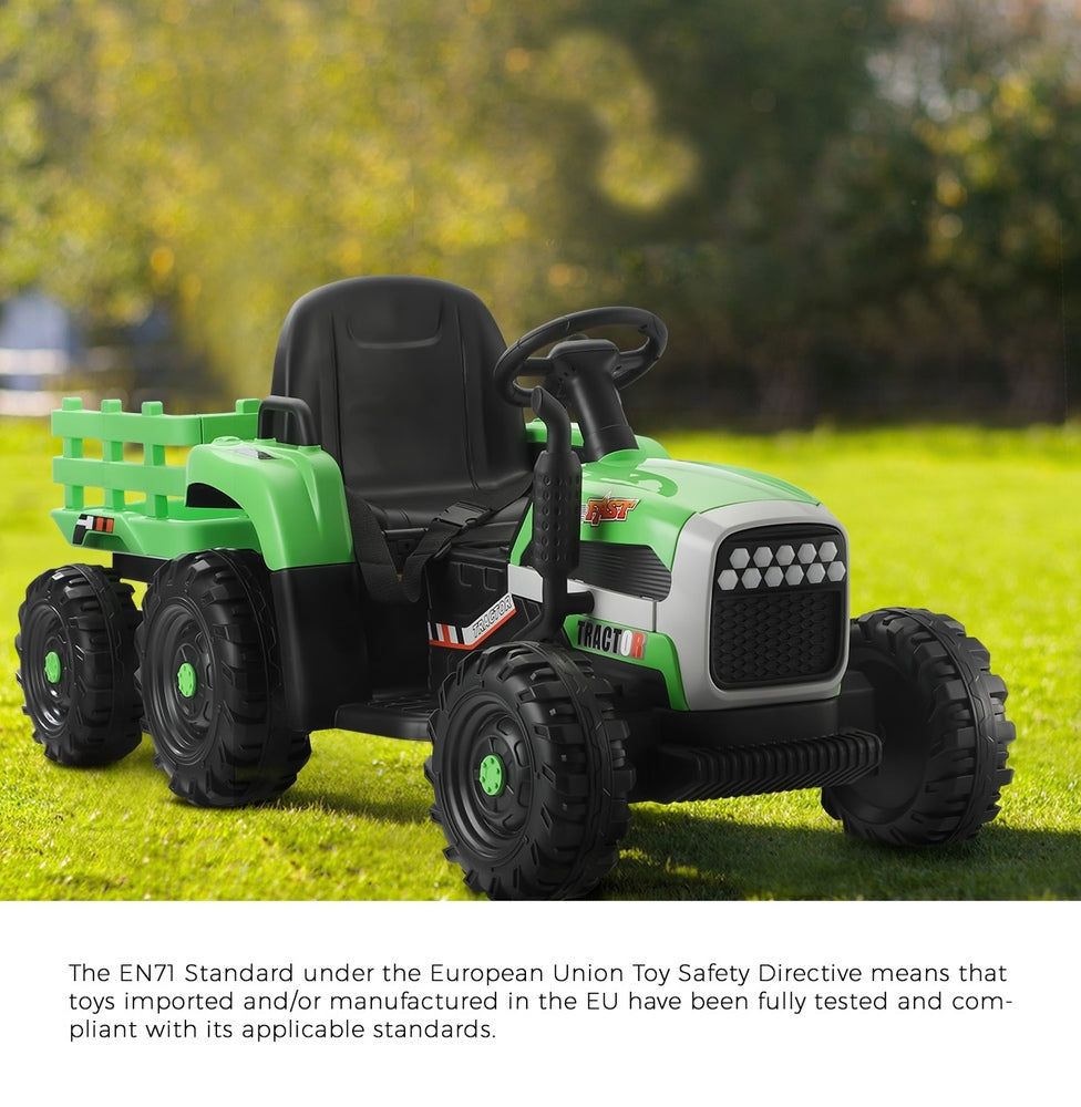 Kids Ride On Car Tractor 12V Toys Remote Control Green/Pink