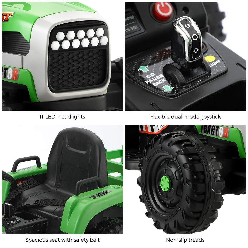 Kids Ride On Car Tractor 12V Toys Remote Control Green/Pink