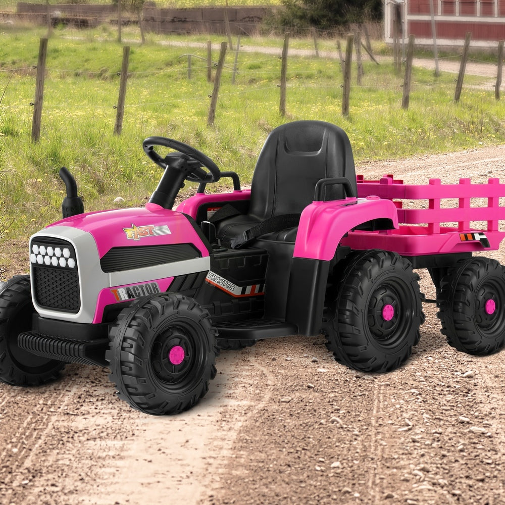 Kids Ride On Car Tractor 12V Toys Remote Control Green/Pink