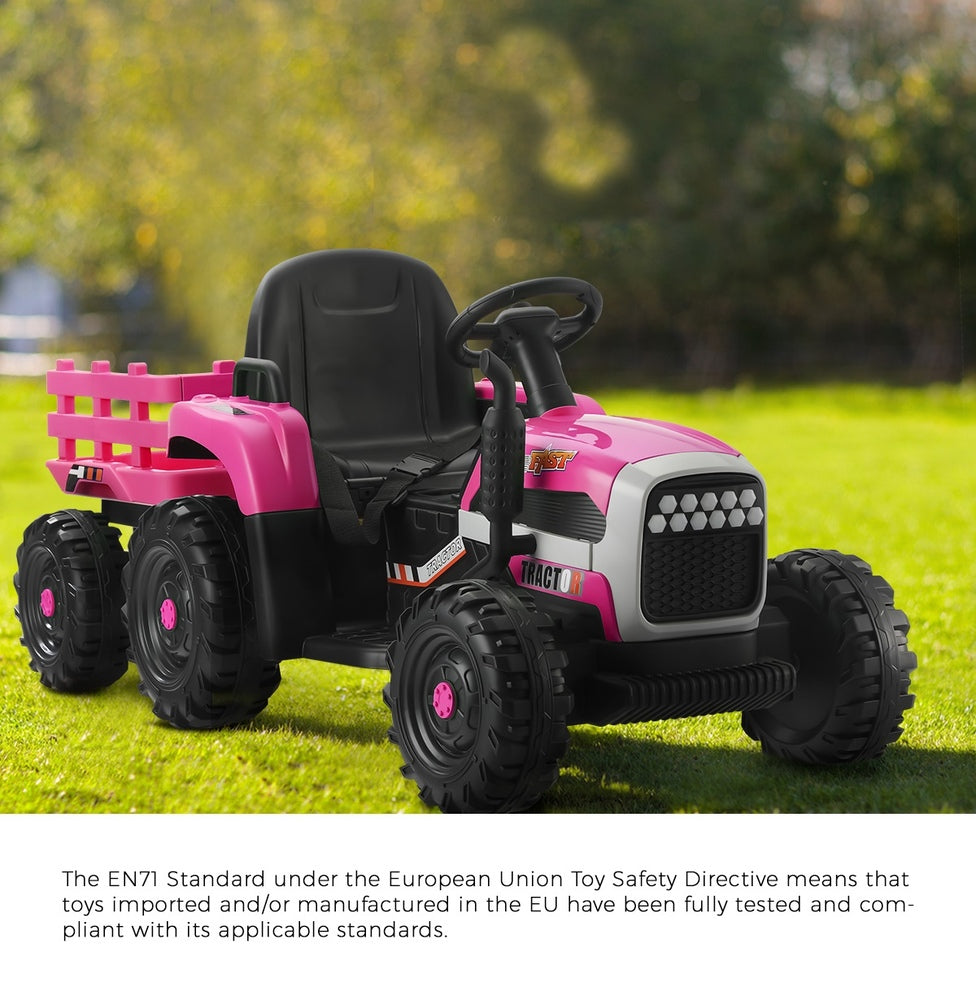 Kids Ride On Car Tractor 12V Toys Remote Control Green/Pink