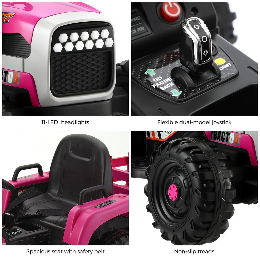 Kids Ride On Car Tractor 12V Toys Remote Control Green/Pink