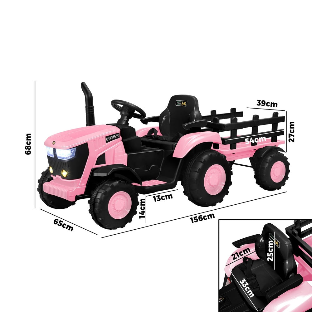 XL Kids Ride On Tractor 12V with Trailer Remote Green